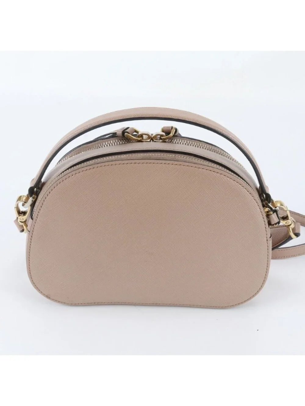 Prada Saffiano Triangle Logo Leather 2-Way Shoulder Bag Crossbody Hand